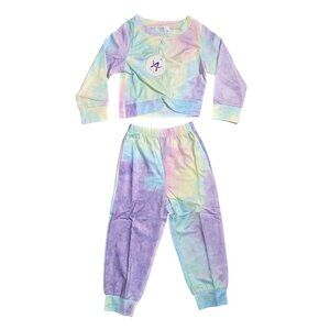 NWT | Ashiner 2-Piece Pastel Tie-Dye Jogger Set | Twist-Front Top | 2-3T